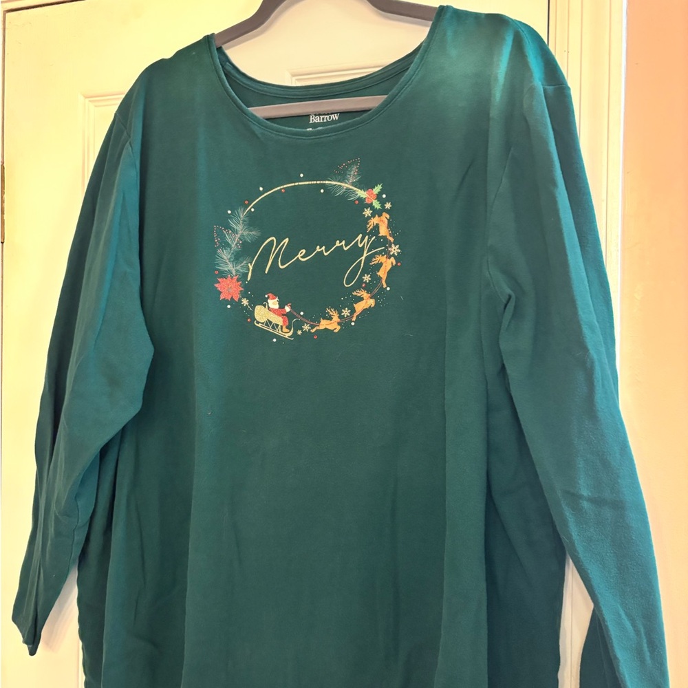 Croft & Barrow Dark Green Holiday Long Sleeve Tee - Picture 3 of 5